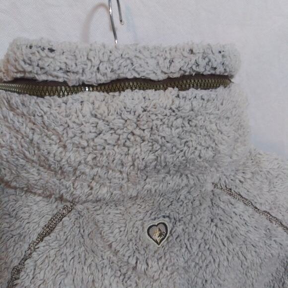 Kuhl Women's Flight Jacket Fleece Tan Stone Leather Trim Outdoor Size L - Picture 9 of 13